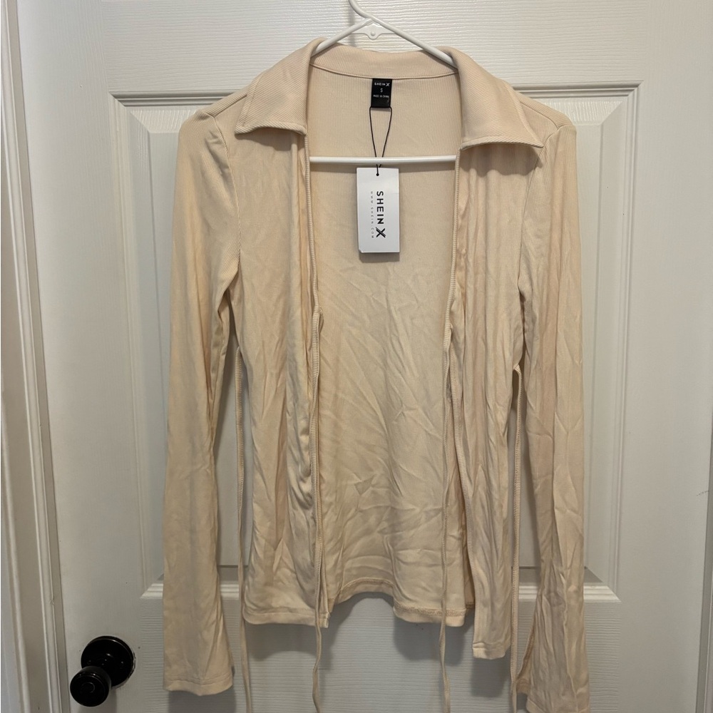 SHEIN Beige Long Sleeve Blouse